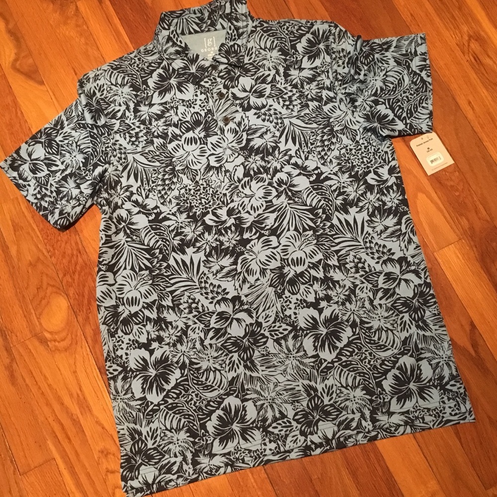 George Brand Hawaiian Print Jersey Polo